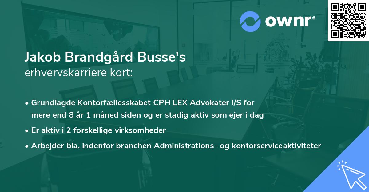 Jakob Brandgård Busse's erhvervskarriere kort