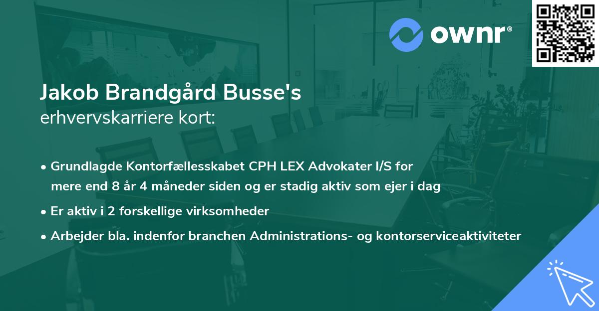 Jakob Brandgård Busse's erhvervskarriere kort