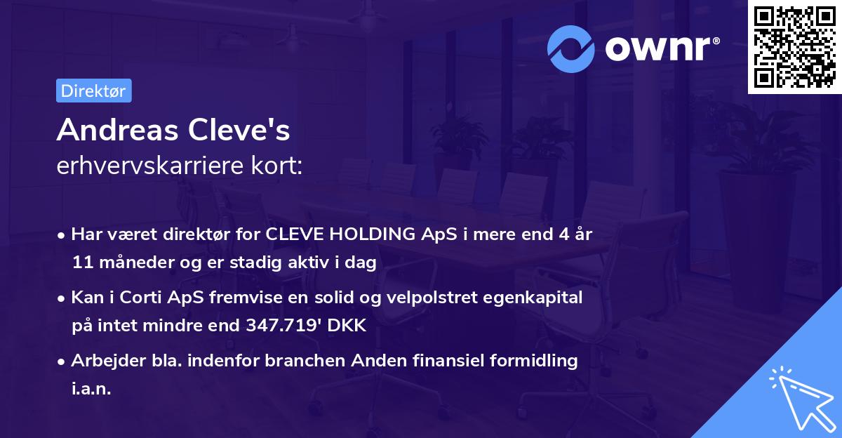Andreas Cleve's erhvervskarriere kort