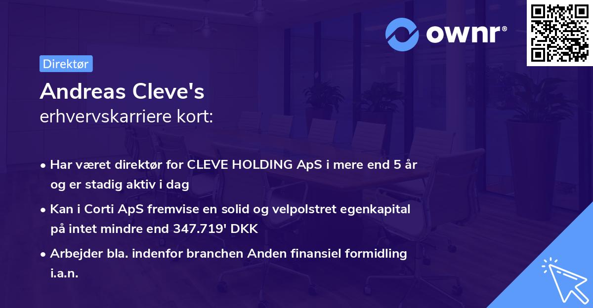 Andreas Cleve's erhvervskarriere kort