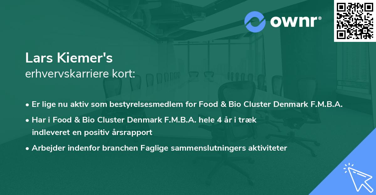 Lars Kiemer's erhvervskarriere kort