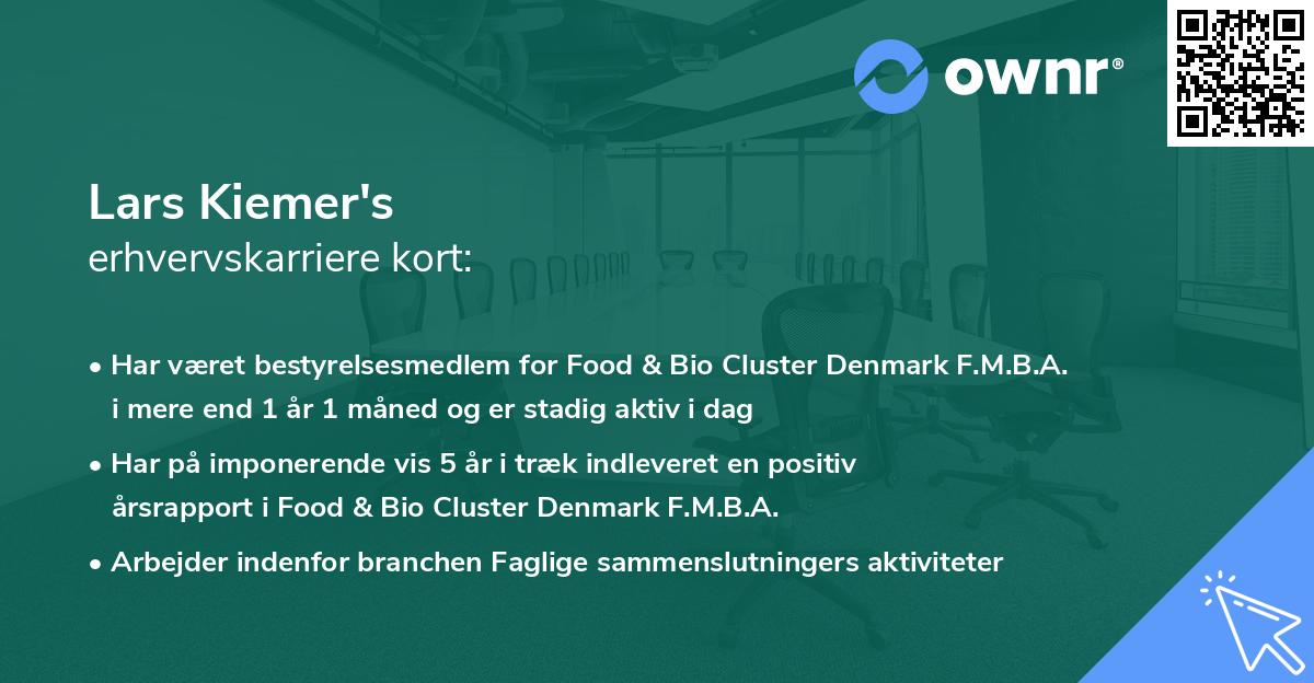 Lars Kiemer's erhvervskarriere kort