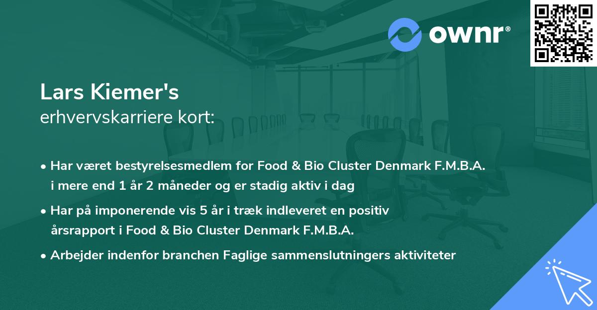 Lars Kiemer's erhvervskarriere kort
