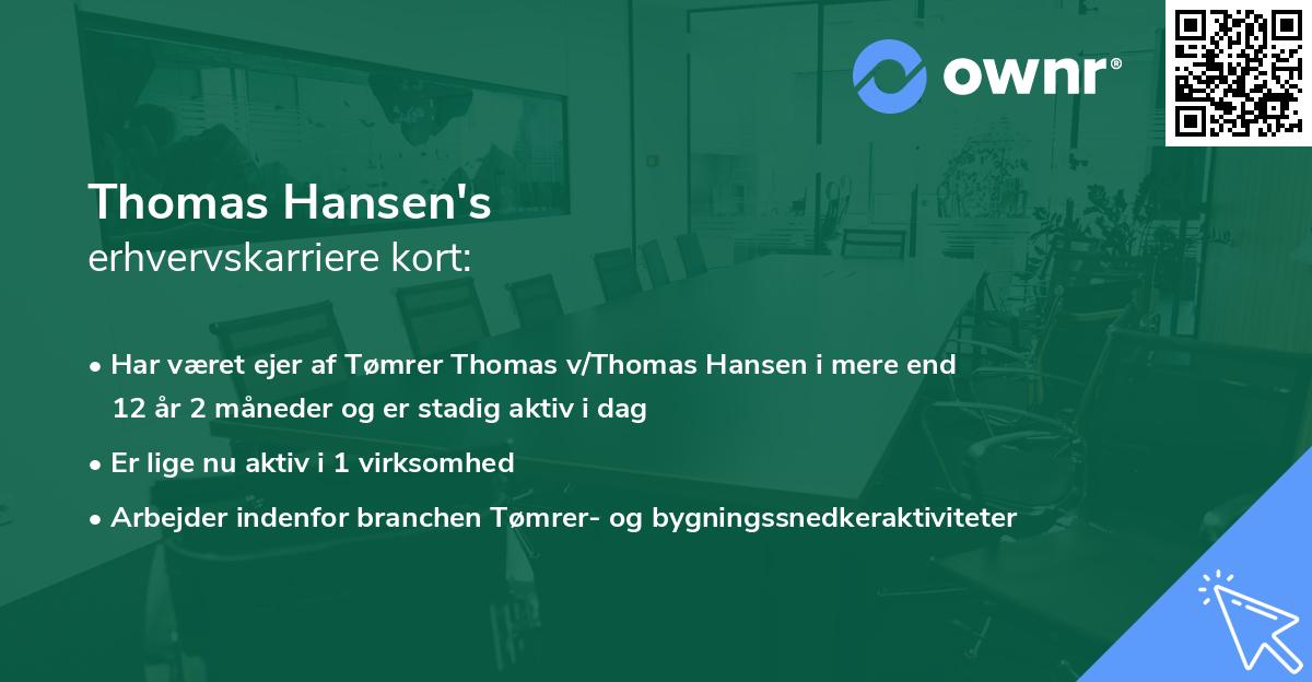 Thomas Hansen's erhvervskarriere kort