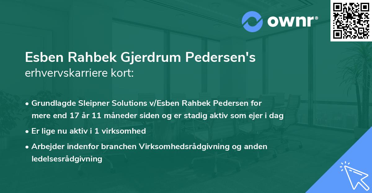 Esben Rahbek Gjerdrum Pedersen's erhvervskarriere kort