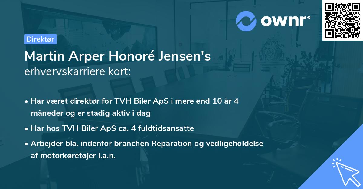 Martin Arper Honoré Jensen's erhvervskarriere kort