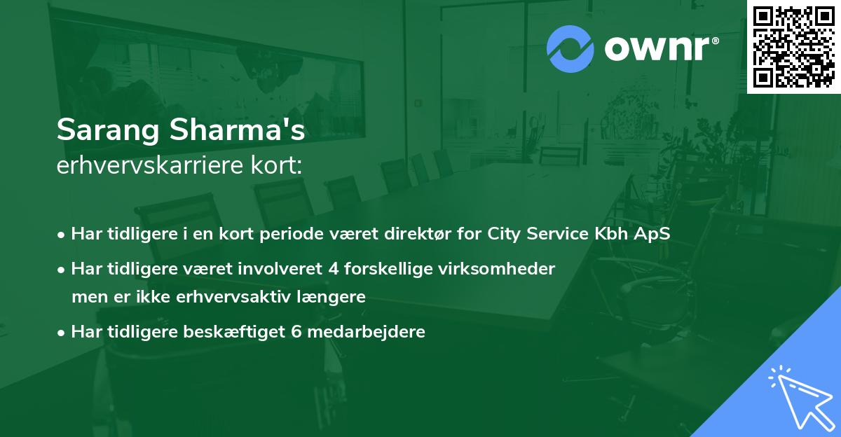 Sarang Sharma's erhvervskarriere kort