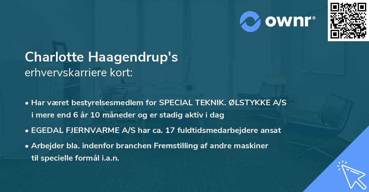 Charlotte Haagendrup's erhvervskarriere kort