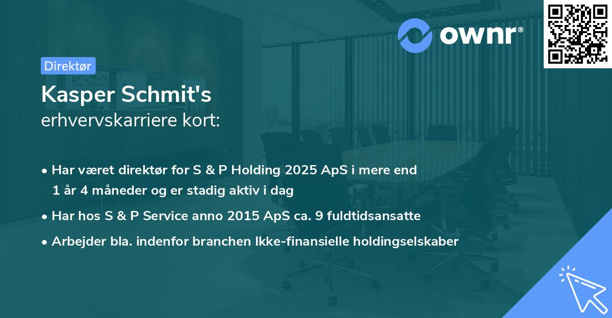 Kasper Schmit's erhvervskarriere kort