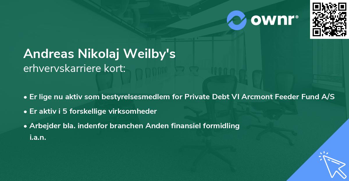 Andreas Nikolaj Weilby's erhvervskarriere kort