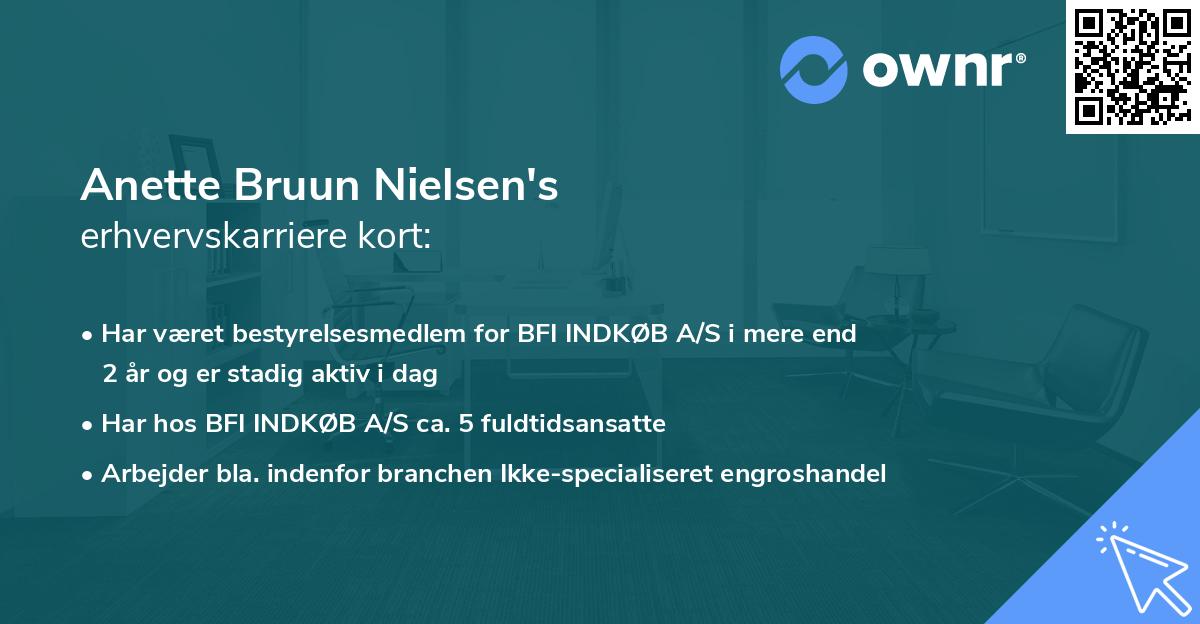 Anette Bruun Nielsen's erhvervskarriere kort