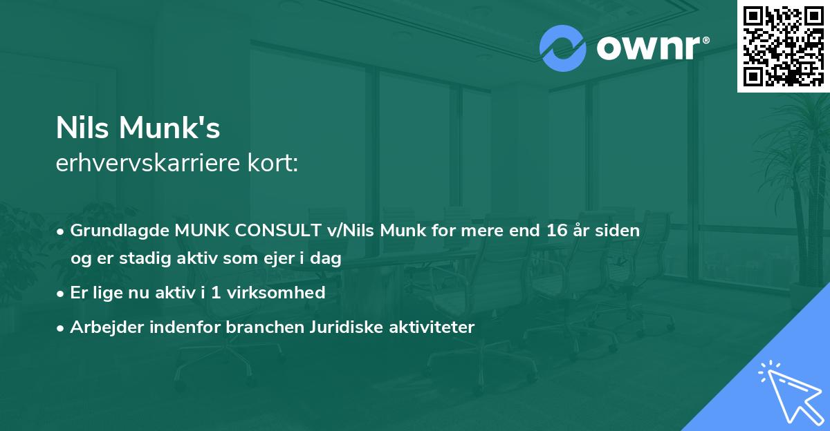Nils Munk's erhvervskarriere kort