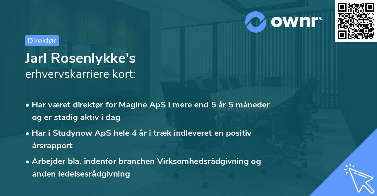 Jarl Rosenlykke's erhvervskarriere kort