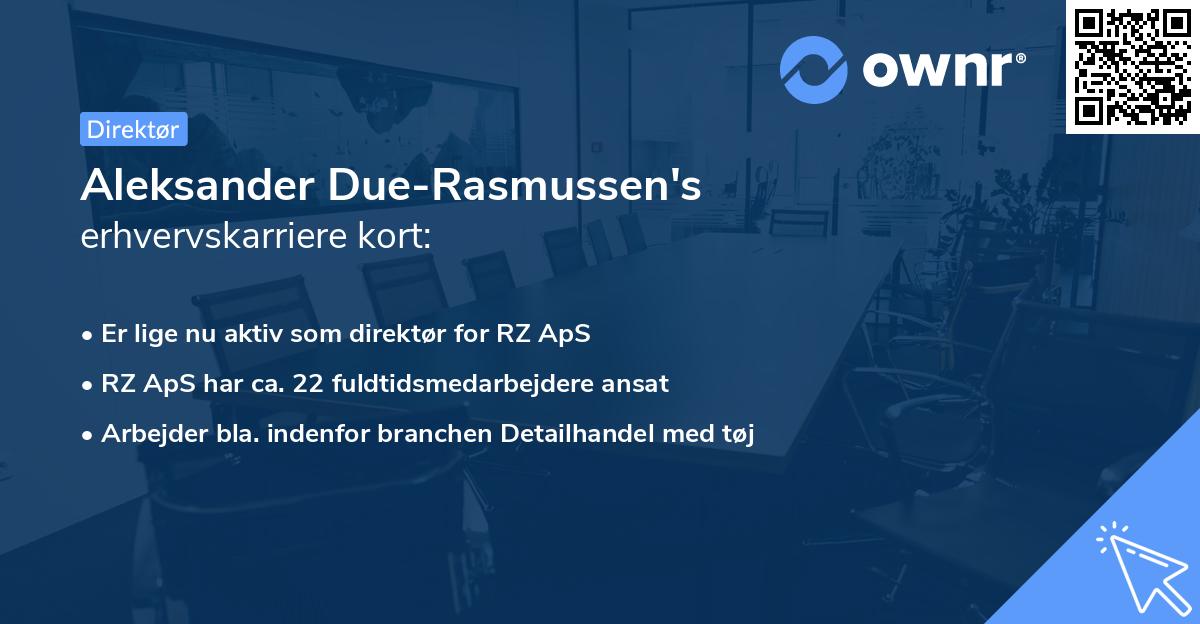 Aleksander Due-Rasmussen's erhvervskarriere kort
