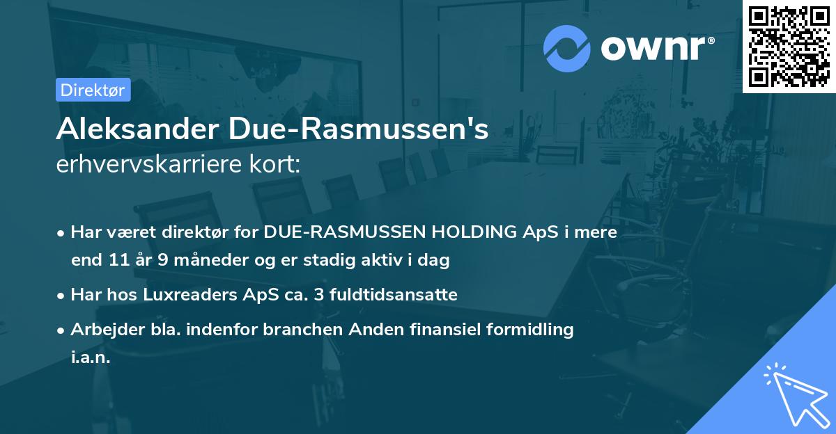 Aleksander Due-Rasmussen's erhvervskarriere kort