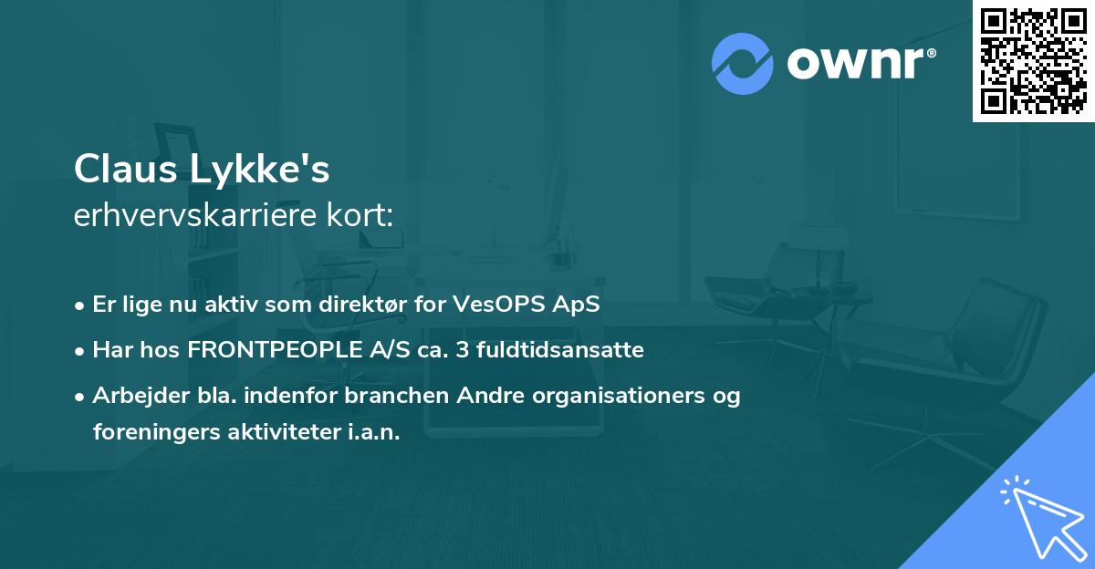 Claus Lykke's erhvervskarriere kort