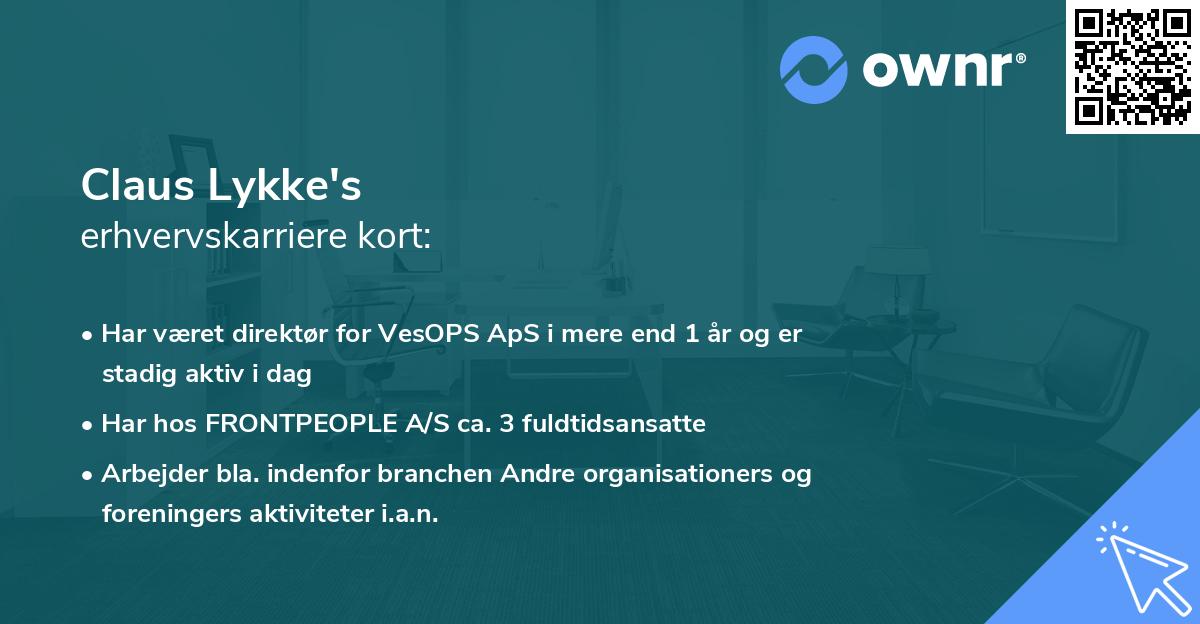 Claus Lykke's erhvervskarriere kort