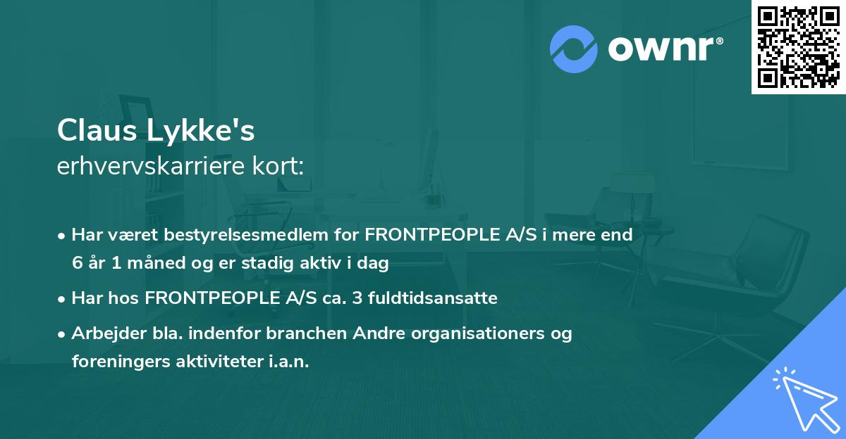 Claus Lykke's erhvervskarriere kort