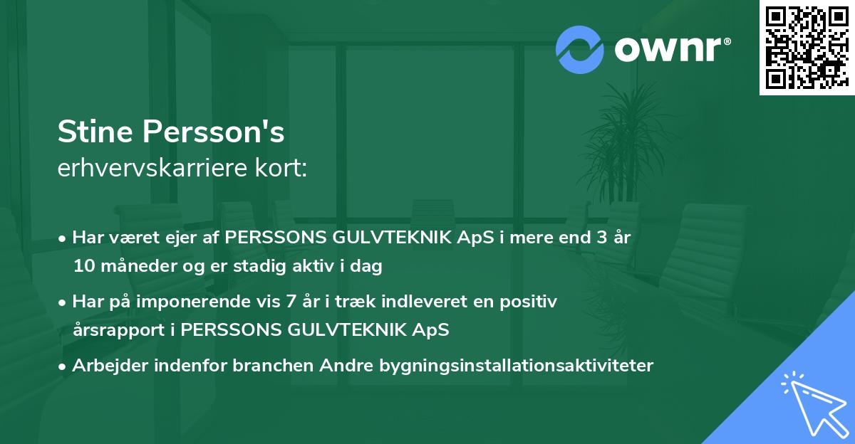 Stine Persson's erhvervskarriere kort