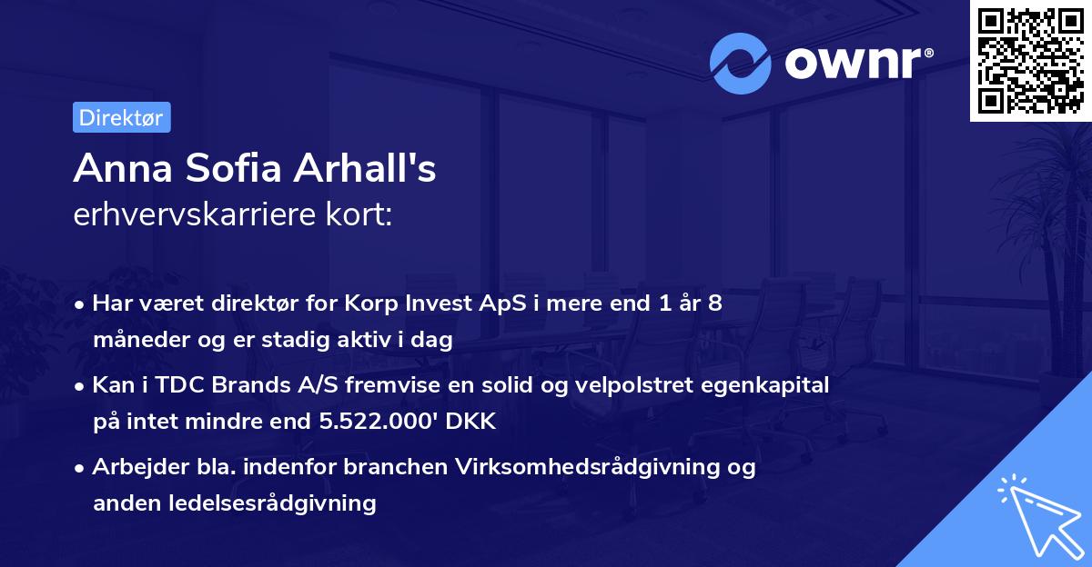Anna Sofia Arhall's erhvervskarriere kort