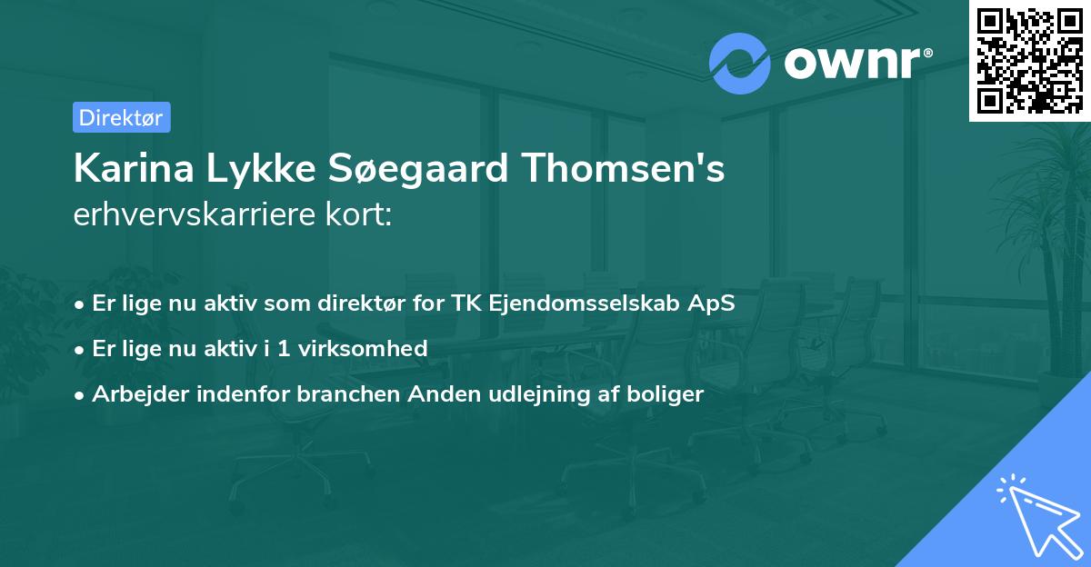 Karina Lykke Søegaard Thomsen's erhvervskarriere kort