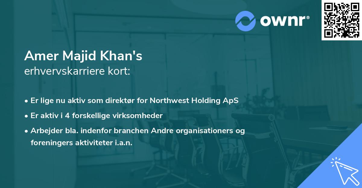 Amer Majid Khan's erhvervskarriere kort