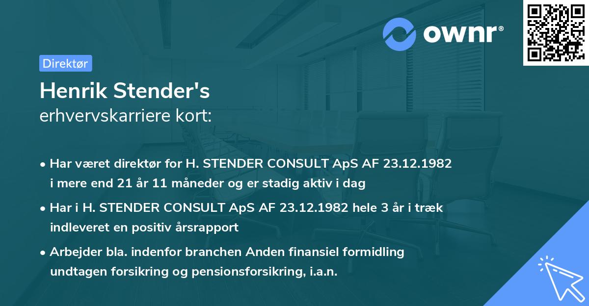 Henrik Stender's erhvervskarriere kort