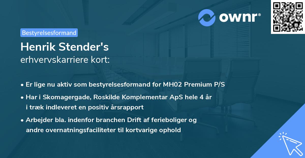 Henrik Stender's erhvervskarriere kort