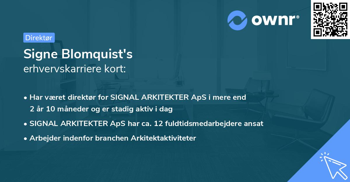 Signe Blomquist's erhvervskarriere kort
