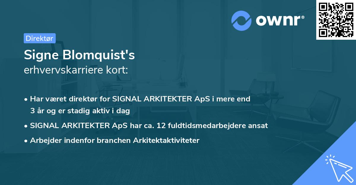 Signe Blomquist's erhvervskarriere kort