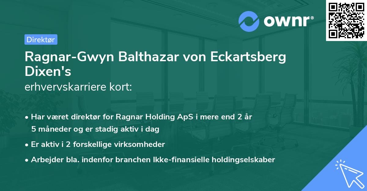 Ragnar-Gwyn Balthazar von Eckartsberg Dixen's erhvervskarriere kort