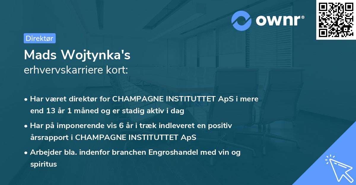 Mads Wojtynka's erhvervskarriere kort