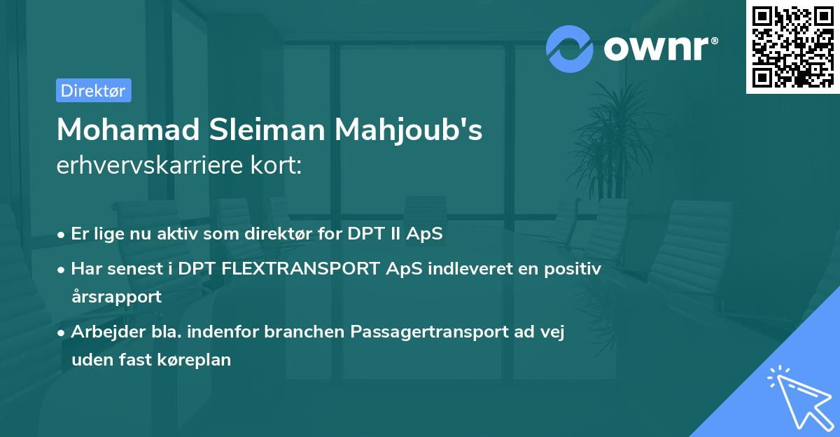 Mohamad Sleiman Mahjoub's erhvervskarriere kort