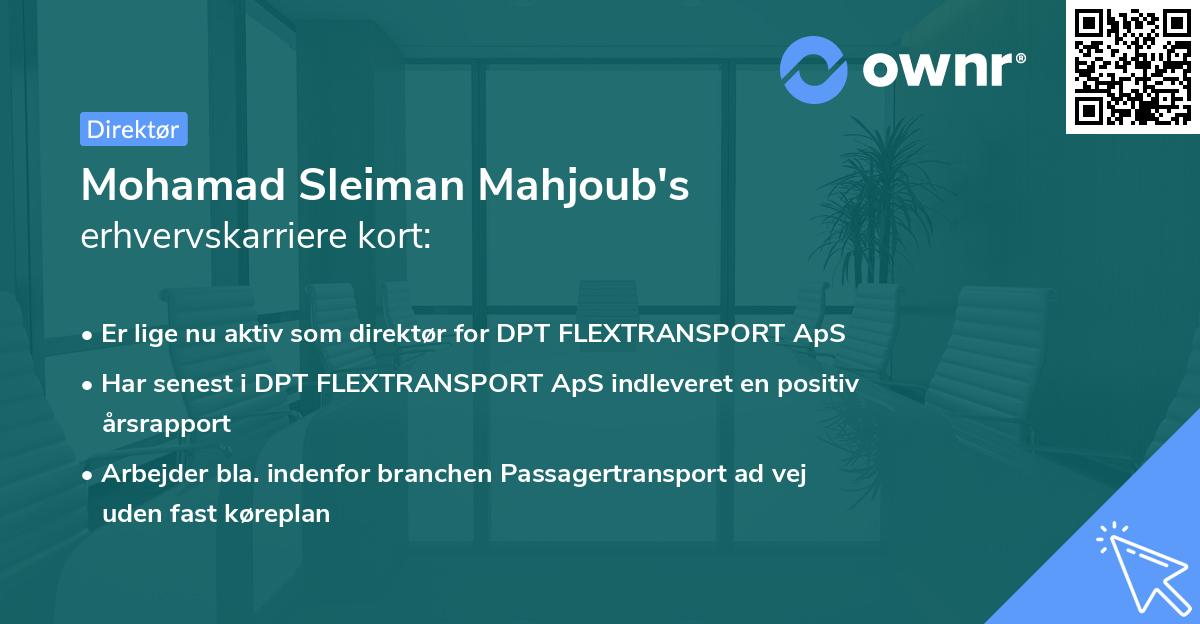 Mohamad Sleiman Mahjoub's erhvervskarriere kort