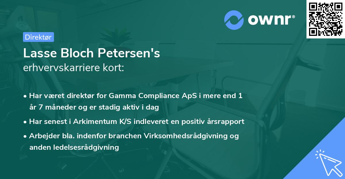 Lasse Bloch Petersen's erhvervskarriere kort