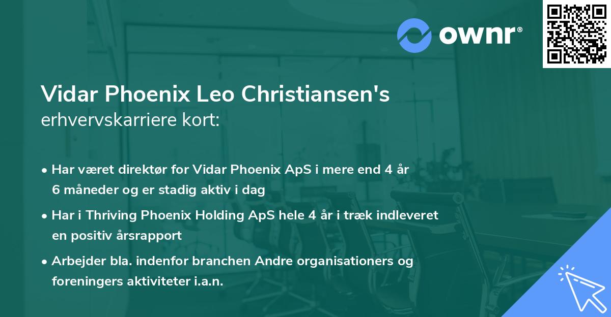 Vidar Phoenix Leo Christiansen's erhvervskarriere kort