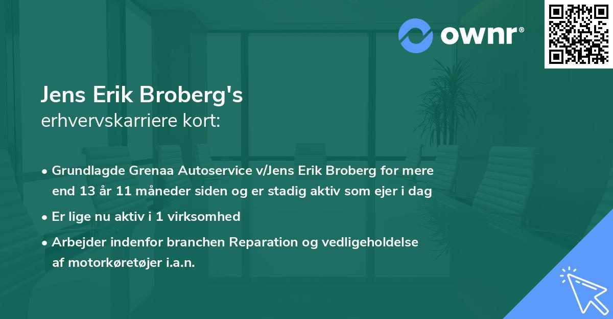Jens Erik Broberg's erhvervskarriere kort