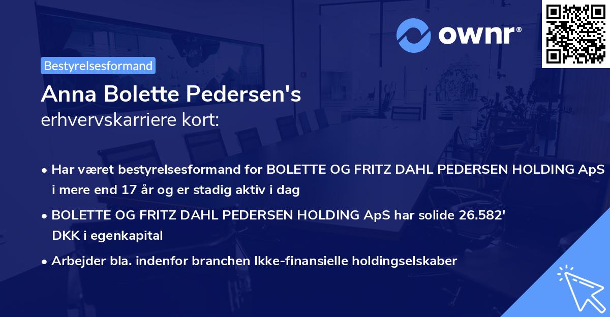 Anna Bolette Pedersen's erhvervskarriere kort