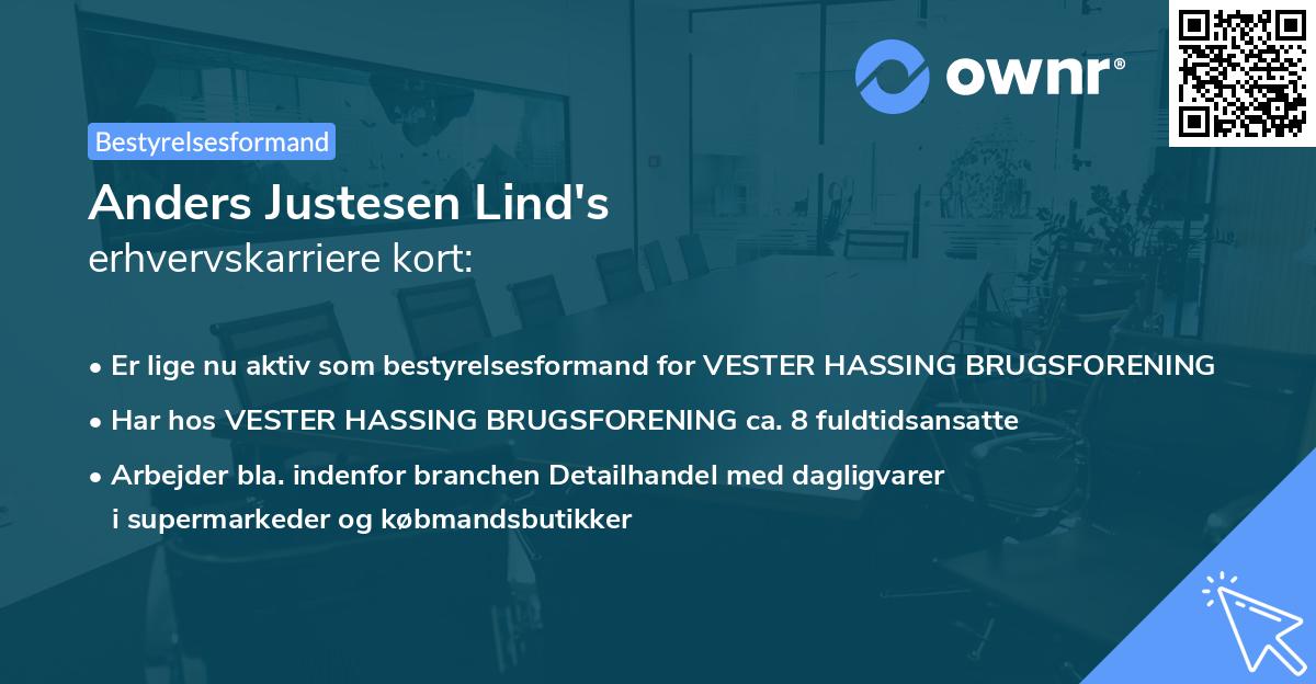 Anders Justesen Lind's erhvervskarriere kort