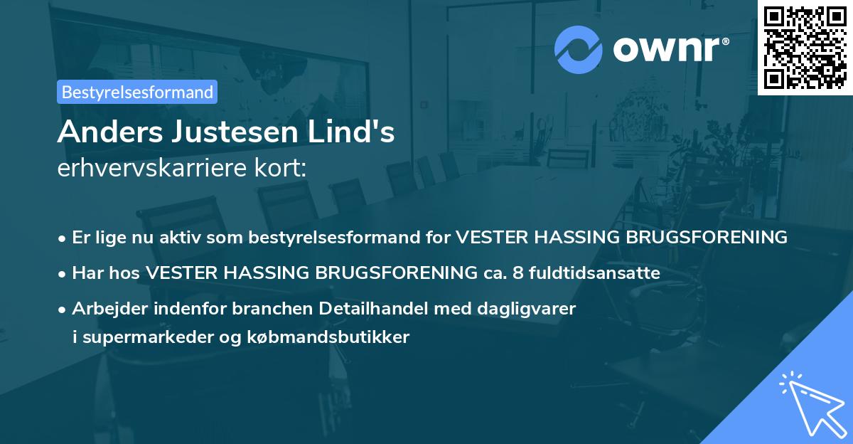 Anders Justesen Lind's erhvervskarriere kort