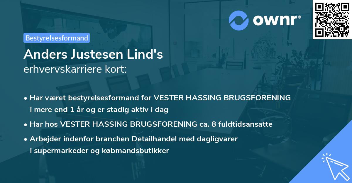 Anders Justesen Lind's erhvervskarriere kort