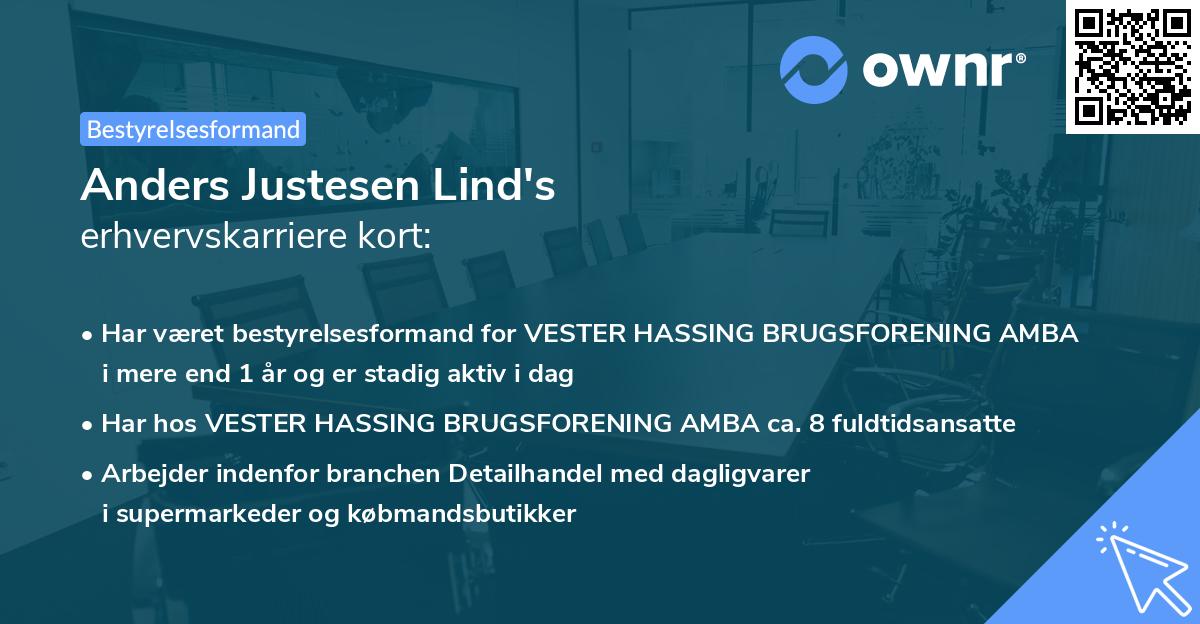 Anders Justesen Lind's erhvervskarriere kort