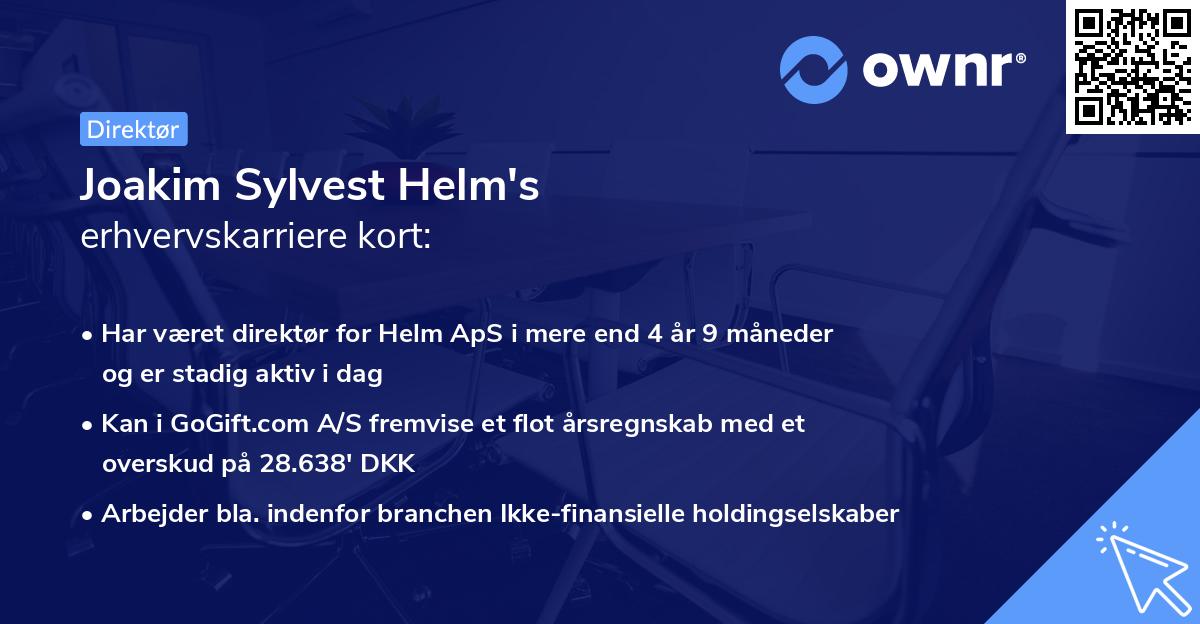 Joakim Sylvest Helm's erhvervskarriere kort