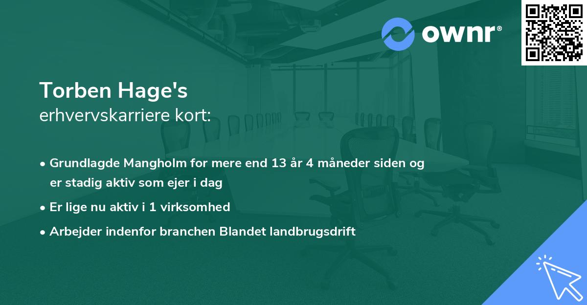 Torben Hage's erhvervskarriere kort