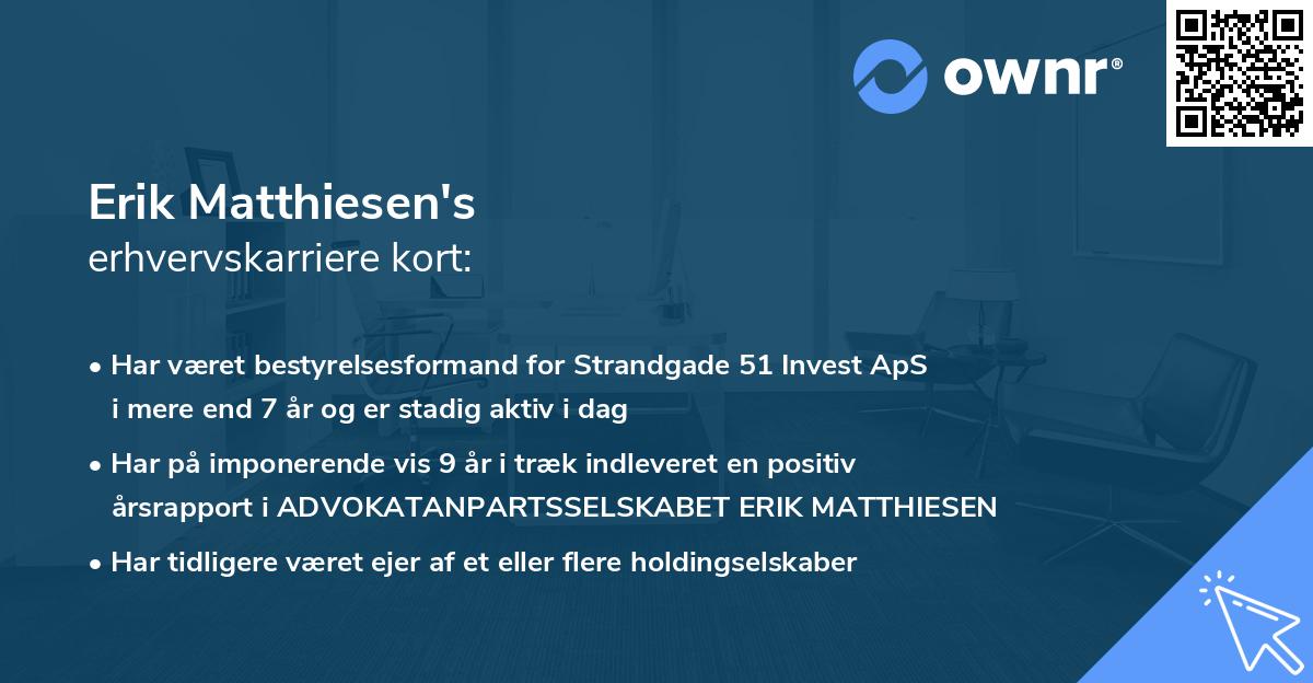 Erik Matthiesen's erhvervskarriere kort