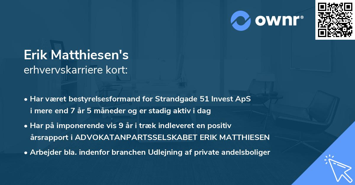Erik Matthiesen's erhvervskarriere kort