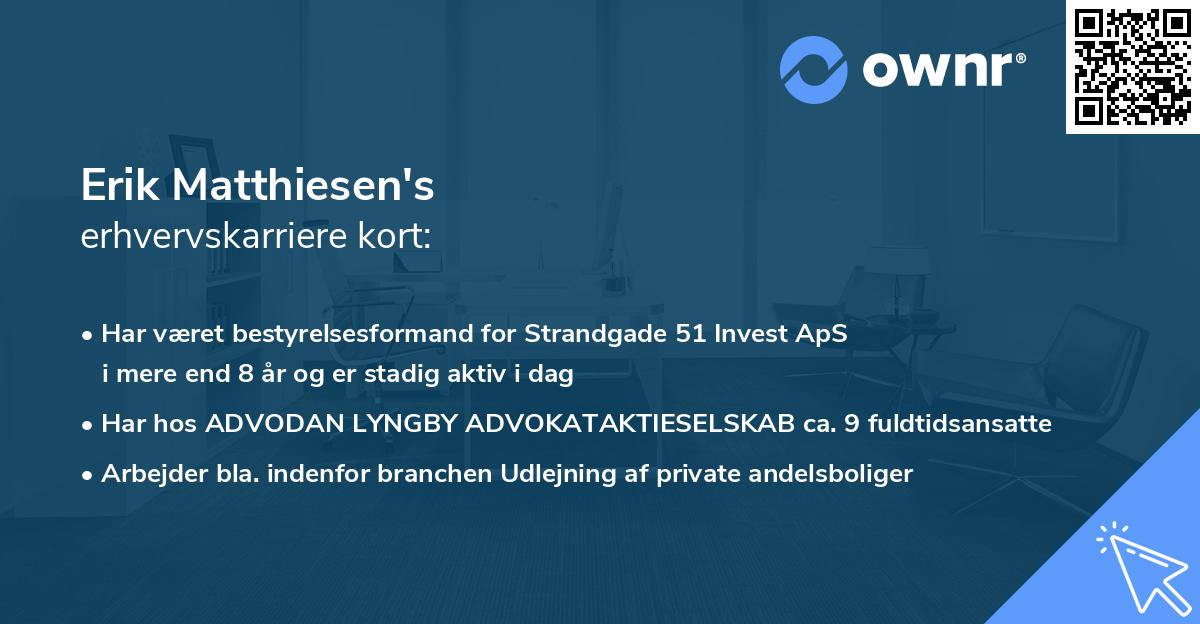 Erik Matthiesen's erhvervskarriere kort