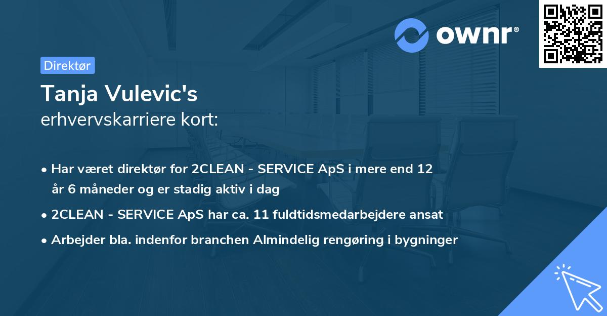Tanja Vulevic's erhvervskarriere kort