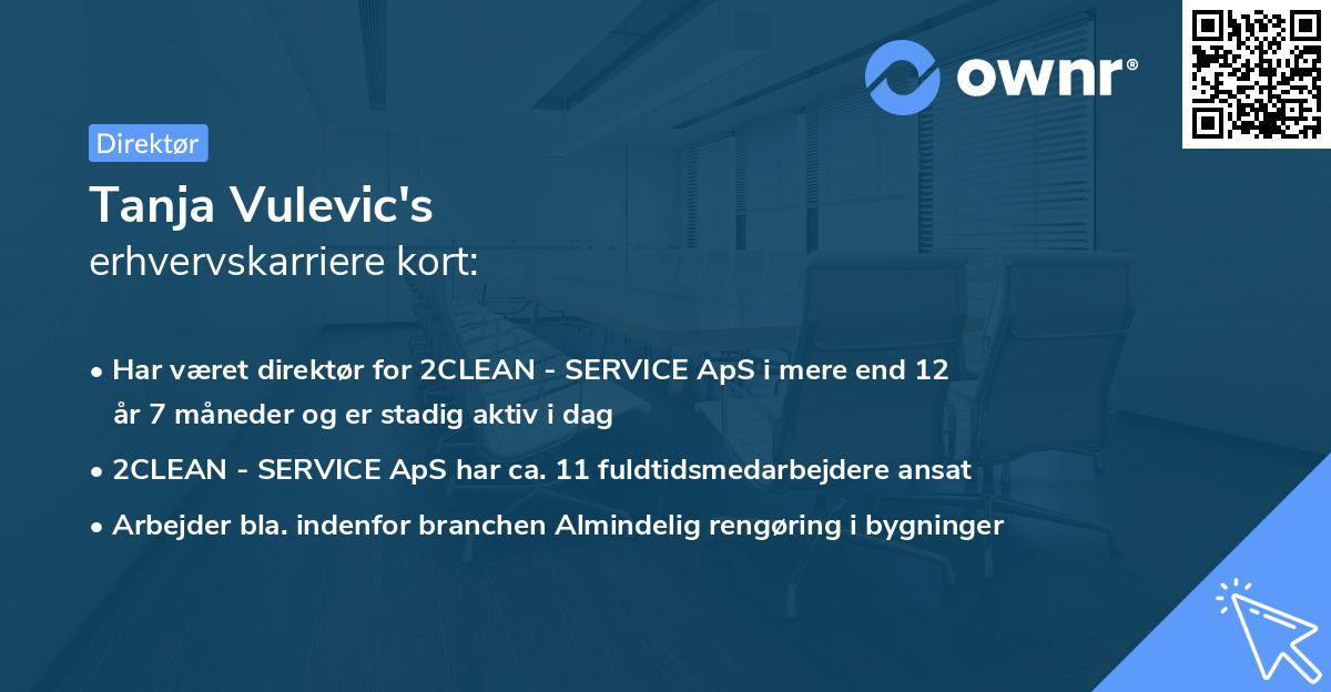 Tanja Vulevic's erhvervskarriere kort