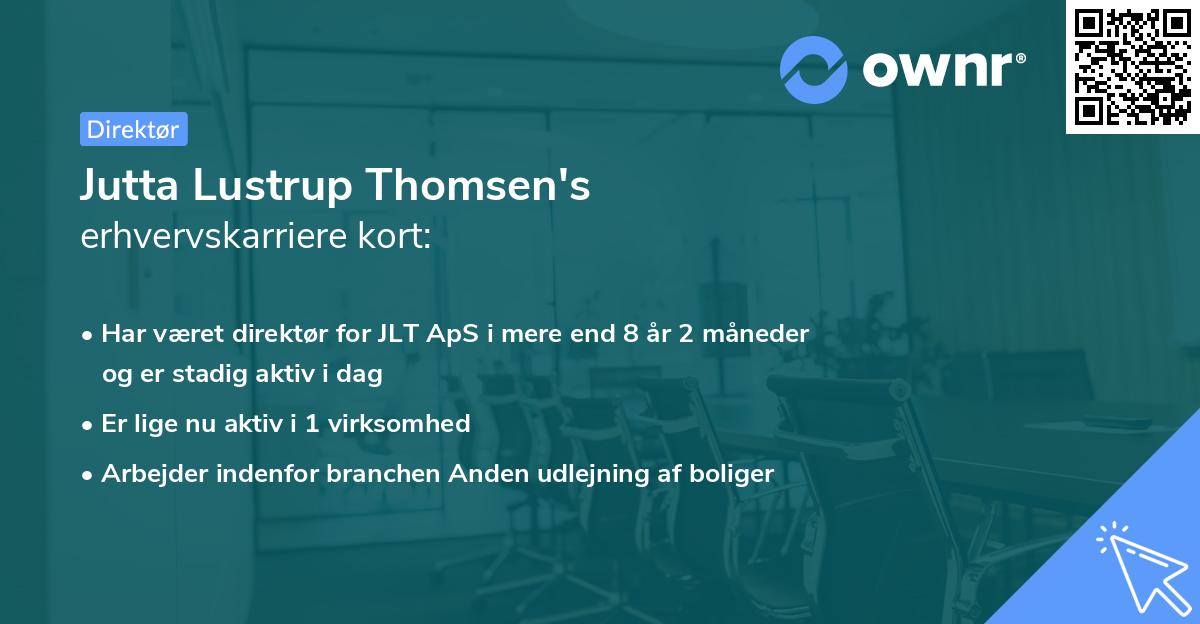 Jutta Lustrup Thomsen's erhvervskarriere kort